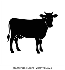 Cow silhouettes vector illustration. Black and white cows on a white background. Simple, modern design. Agriculture, farming, animal husbandry, dairy industry