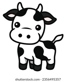 Cow simple black and white simple vector