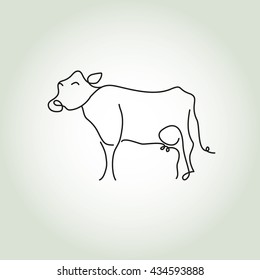 cow simple icon in black lines
