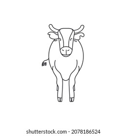 Cow Simple Outline Drawing  Vector Illustration   