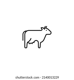Cow simple thin line icon vector illustration
