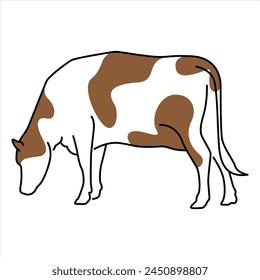 Cow Simple White Brown Fun Cartoon Doodle Line Clip Art