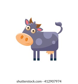 Cow Simplified Cute Illustration In Childish Flat Vector Design Isolated On White Background