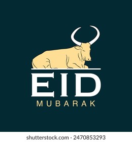 Cow sitting eid mubarak design, Eid Mubarak, Eid al Adha, Celebrating Eid, Muslim holiday