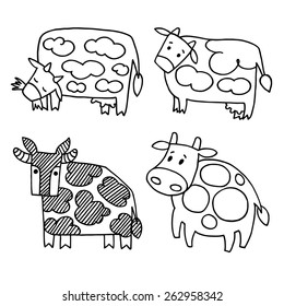 cow sketch hand vector set
