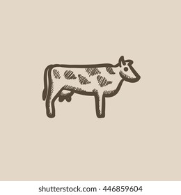 Cow sketch icon for web, mobile and infographics. Hand drawn cow icon. Cow vector icon. Cow icon isolated on white background.