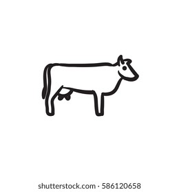 Cow sketch icon for web, mobile and infographics. Hand drawn cow icon. Cow vector icon. Cow icon isolated on white background.