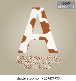 Cow Skin Alphabet and Numbers Vector