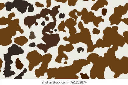 Cow skin in brown and white spotted, seamless pattern, animal texture. Stock vector