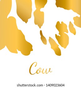Cow skin imitation. Vector print. Realistic texture of animals. Golden spots isolated on white background. May be applied to clothing, paper or cloth.