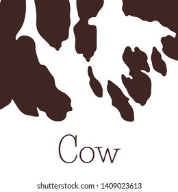 Cow skin imitation. Vector print. Realistic texture of animals. Brown spots isolated on white background. May be applied to clothing, paper or cloth.