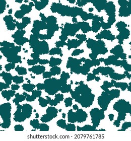 Cow skin pattern texture repeating seamless verdigris green monochrome. Fashionable print. Fashion and stylish background for runner carpet, rug, scarf, curtain, pillow, t shirt, template, web design