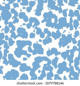 Cow skin pattern texture repeating seamless tranquil 
blue monochrome. Fashionable print. Fashion and stylish background for runner carpet, rug, scarf, curtain, pillow, t shirt, template, web design