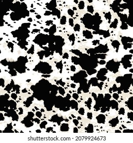 Cow skin pattern texture repeating seamless black and white monochrome. Fashionable print. Fashion and stylish background for runner carpet, rug, scarf, curtain, pillow, t shirt, template, web design