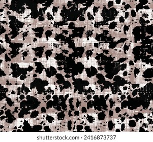 Cow skin pattern texture repeating seamless black and white black beige. Fashionable print. Fashion and stylish background for runner carpet, rug, scarf, curtain, pillow, t shirt, template, web design