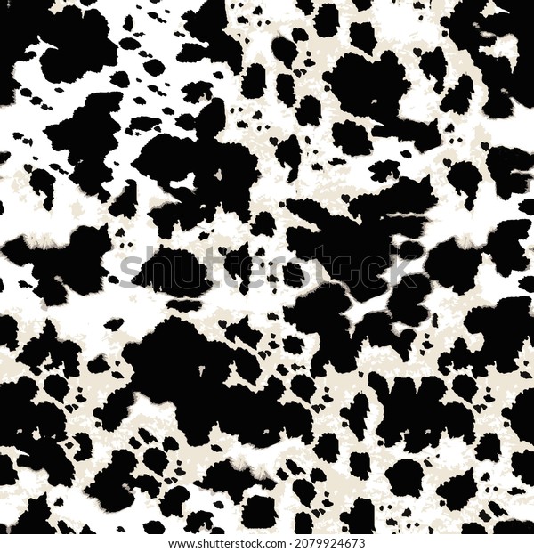 Cow skin pattern texture repeating seamless black\
and white monochrome. Fashionable print. Fashion and stylish\
background for runner carpet, rug, scarf, curtain, pillow, t shirt,\
template, web design