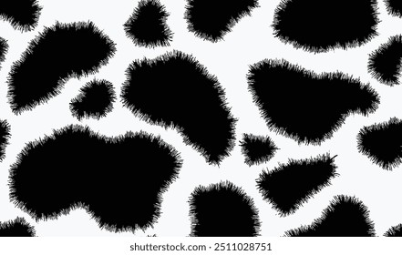 Cow skin texture seamless pattern. black and white cow background.