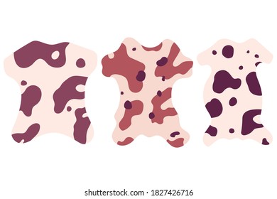 Cow skin vector cartoon set isolated on a white background.