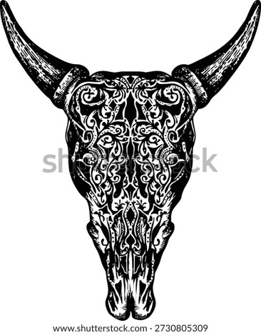 Cow skull adorned with decorations