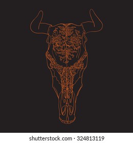 Cow skull with arts