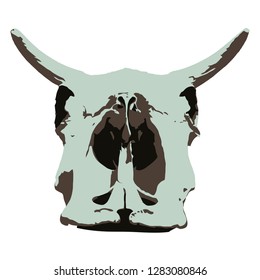 Cow skull Back view. Vector isolated illustration. India. Four shades of gray. Shades of gray. Cowboys. Wild West. Halloween. Viking.