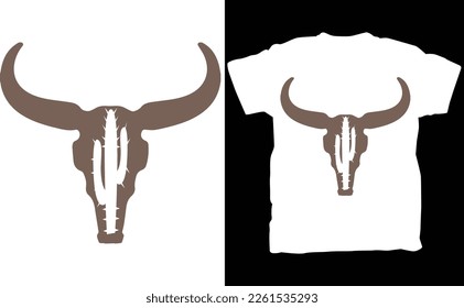 Cow Skull Desert Cactus Silhouette Shirt  Southwest Boho Longhorn Buffalo Tshirts  Desert Life Landscape Western Tee