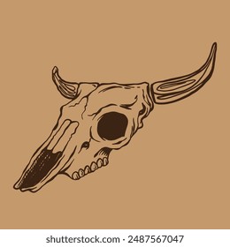 cow skull head illustration vector 