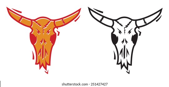 Cow Skull Icon - Graphic Icon with Offset fill