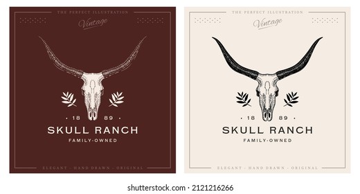 Cow skull logo template in retro, vintage style