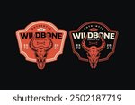 cow skull longhorn western vintage badge logo design. Set of texas ranch elements. retro bull skull illustration. cowboy native american emblem collection. set of wild west for adventure and sport