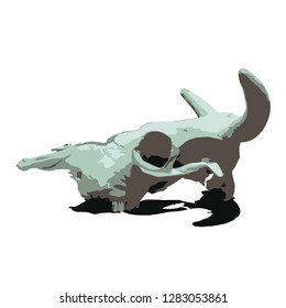 Cow skull Side view. Vector isolated illustration. India. Three colours. Shades of gray. Cowboys. Wild West. Halloween.