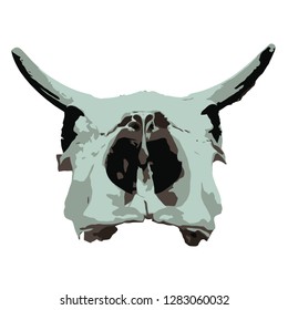 Cow skull Side view. Vector isolated illustration. India. Four shades of gray. Shades of gray. Cowboys. Wild West. Halloween.