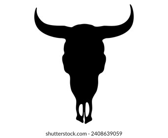 Cow skull silhouette vector art white background