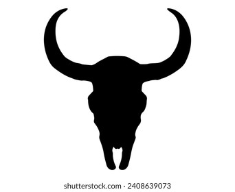 Cow skull silhouette vector art white background