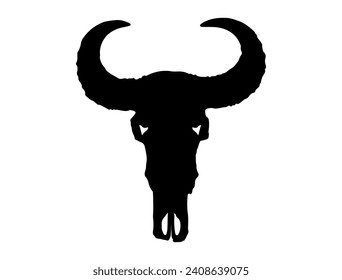 Cow skull silhouette vector art white background