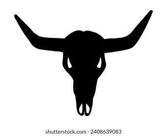 Cow skull silhouette vector art white background