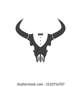 cow skull with tie logo design, vector graphic symbol icon sign illustration