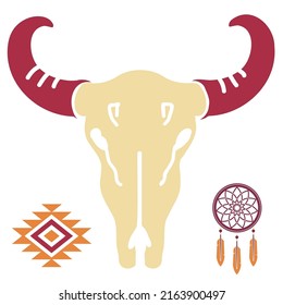 Cow skull vector illustration. Western symbol of skull wild west illustration on white background