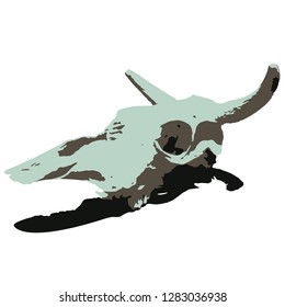 Cow skull Vector isolated illustration. India. Three shades of gray. Cowboys. Wild West. Halloween.