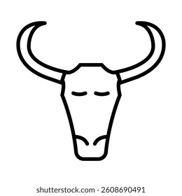 Cow Skull Vector Line Icon Design