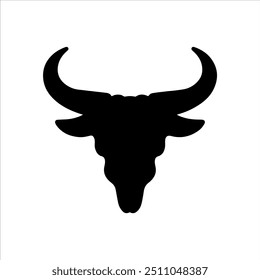 Cow skull vector silhouette illustration design on white background.