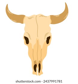 Cow skull. Wild West Clipart icon. Vector hand draw illustration isolated on the white background 