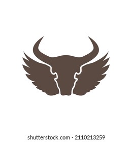 cow skull with wings logo design, vector graphic symbol icon sign illustration