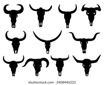 Cow skulls silhouette vector art white background