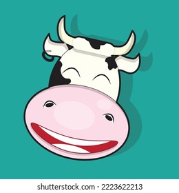 cow smile vector illustration, cute cow draw, cute cow doodle, happy cow