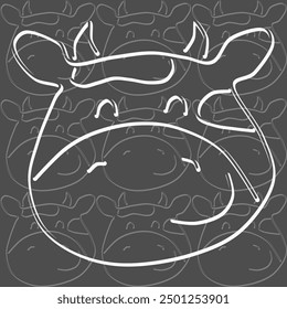  cow smiling face head animal cartoon stencil  abstract seamless geometric graphic watercolor pastel  artwork deoration vector ethnic simple template wallpaper print fabric pattern doodle batik
