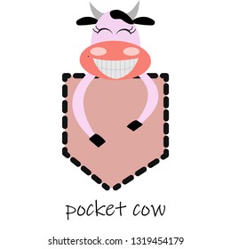 cow smiling with teeth,pocket cow vector illustration for t-shirt print and other uses. Can be used for design of cards
