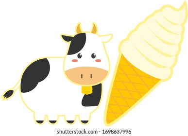 Cow and soft serve vector illustration . 