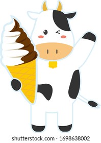 Cow and soft serve vector illustration . 