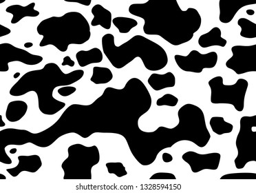 Cow spots pattern. Black and white. Animal print, cow skin texture. Seamless vector background.